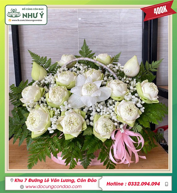 giỏ hoa sen 400k