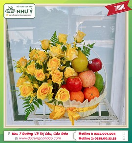 Giỏ Hoa Hồng + Quả 700k